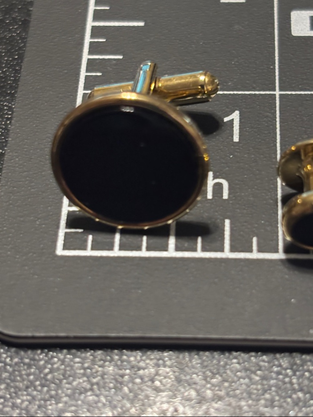 Emanuel Ungaro Black and Gold Round Cufflinks with Matching Studs - Picture 5 of 13